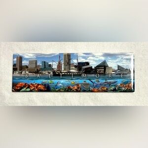 Baltimore Harbor Souvenir Magnet. Skyline & Aquatic Life